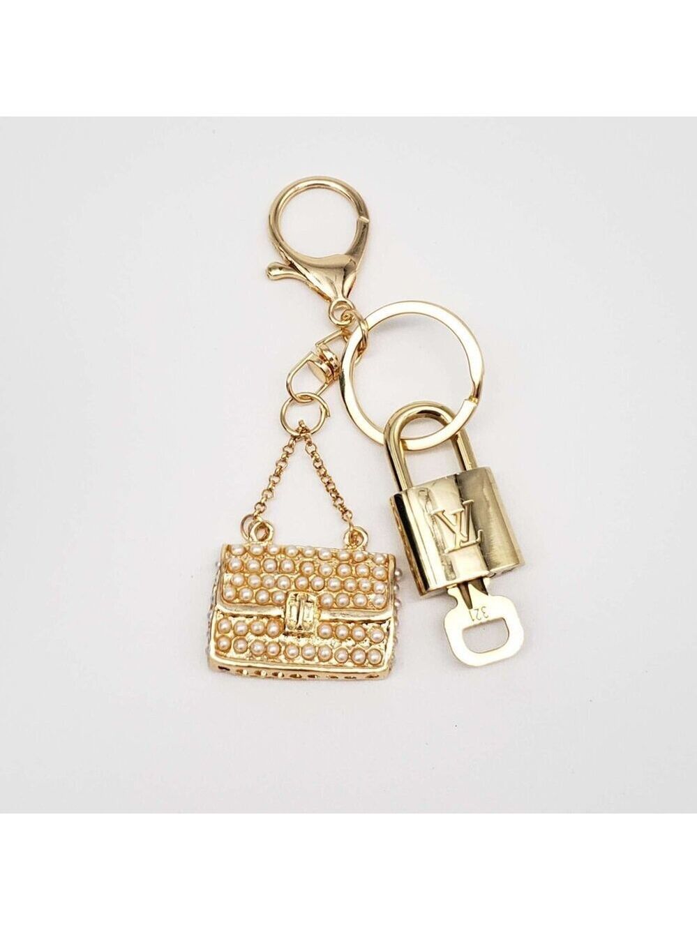 Louis Vuitton Authentic Gold Lock & Key 🔑 Bag Charm + Unbranded Bag Keychain
